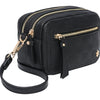 Dual Zipper Cross Shoulder Bag - PU Vegan Leather 