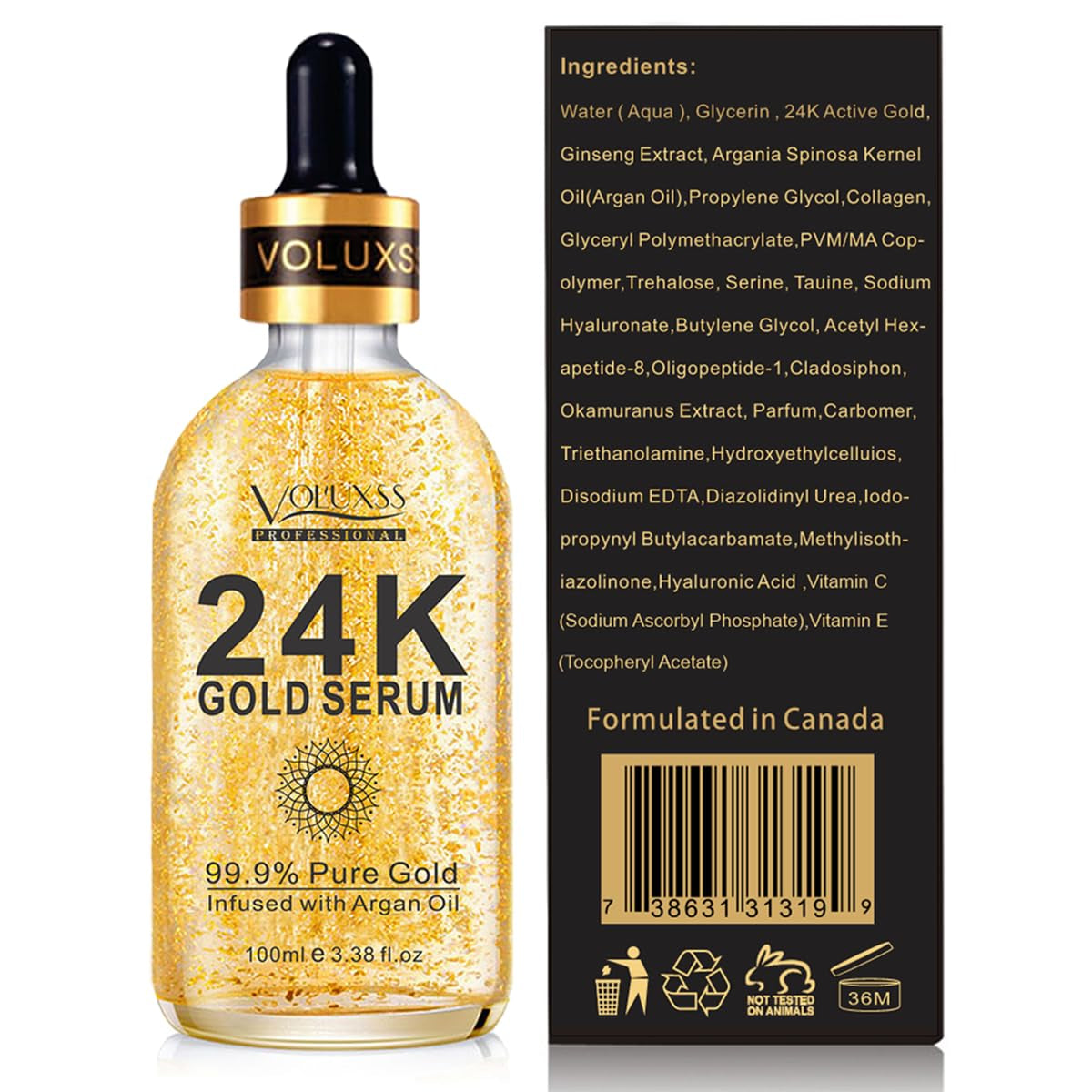 24K Gold Face Serum – Skin Care Collagen Booster with Vitamin C