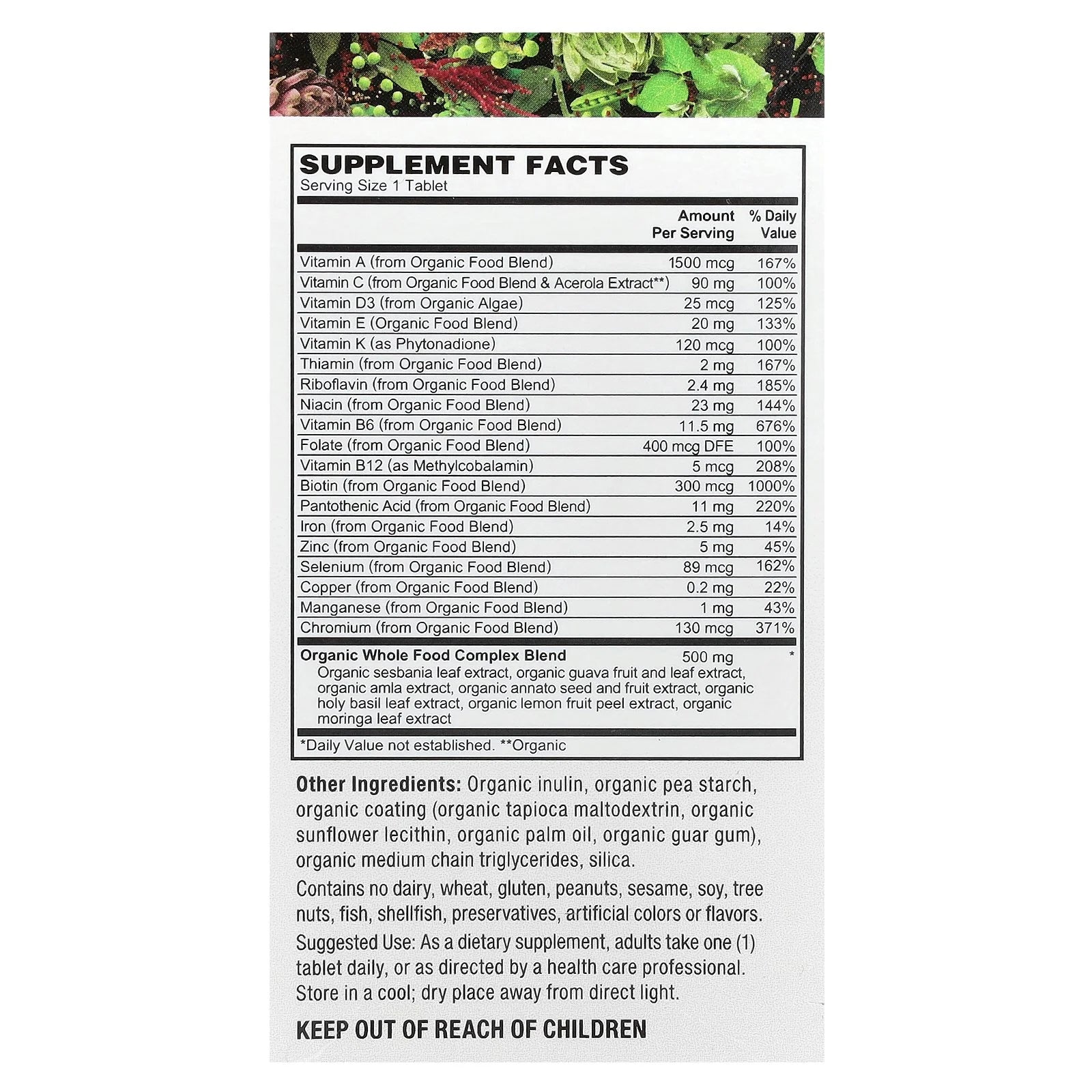 Women'S One-A-Day Multivitamin, Organic Vegan, 30 Vegan Tablet