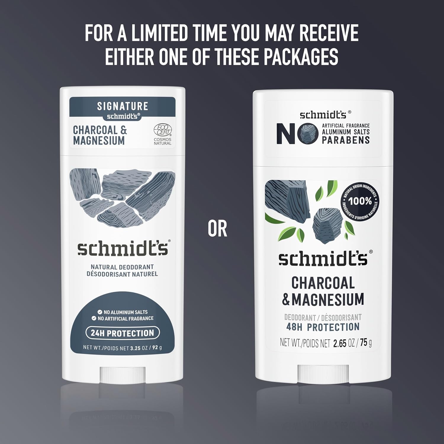 Aluminum-Free Vegan Deodorant Charcoal & Magnesium with 48 Hour Odor Protection, 2 Count for Women and Men, Natural Ingredients, Cruelty-Free, 2.65 Oz, Pack of 2