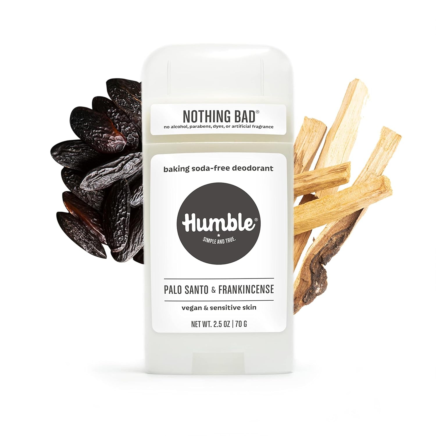 HUMBLE BRANDS Aluminum-Free Deodorant, Vegan and Cruelty- Free, Formulated for Sensitive Skin, Palo Santo and Frankincense, 2.5 Ounce (Pack of 1)