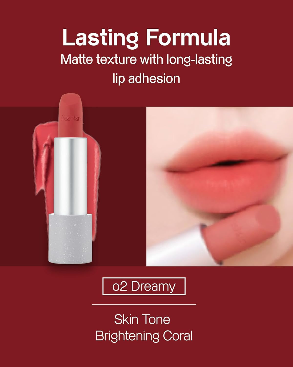 Sensual Vegan Lipstick Blur (02 Dreamy, 0.12Oz) - Long-Lasting Formula, Lightweight Matte Lipstick, Korean Makeup. Shea Cocoa Butter, Vegan.