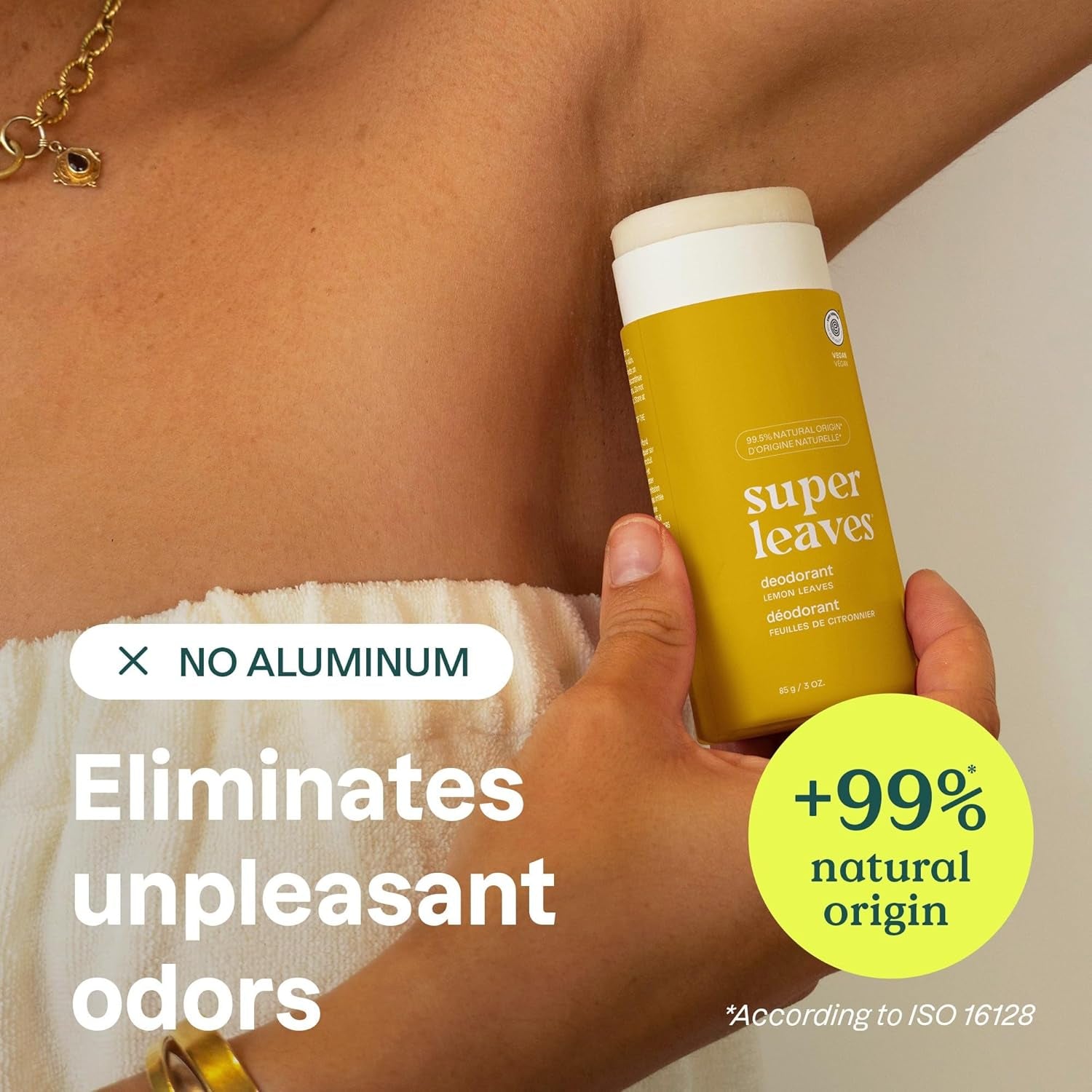Plastic-Free Deodorant, EWG Verified, Aluminum Free, Vegan Naturally Sourced Body Deodorants for Women & Men, Dermatologically Tested, Lemon Leaves, 3 Ounces