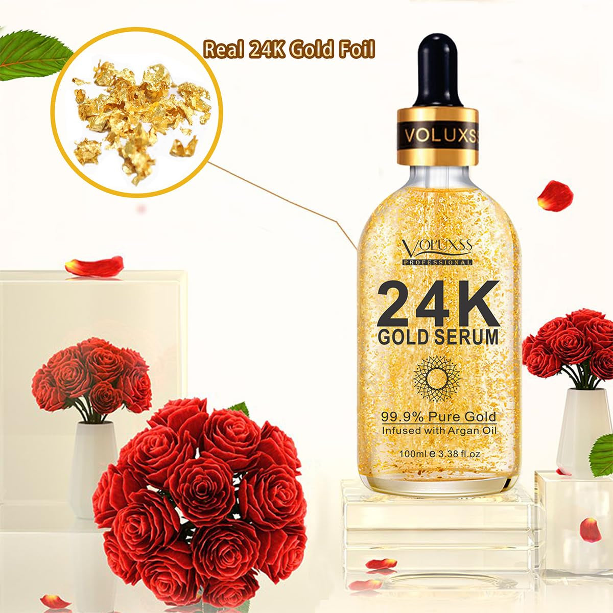24K Gold Face Serum – Skin Care Collagen Booster with Vitamin C